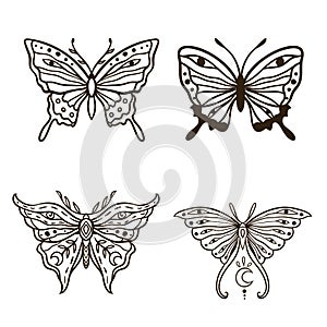 Butterfly hippie retro. Vector illustration