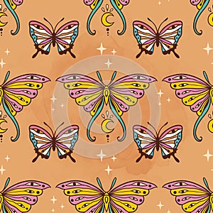 Butterfly hippie retro. Vector illustration