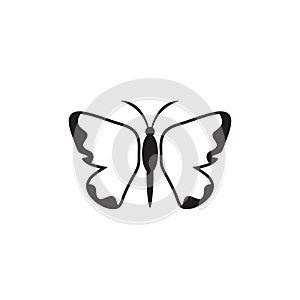 Butterfly icon, black butterfly silhouette vector isolated.