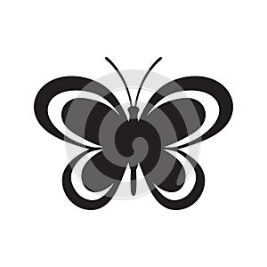 Butterfly icon, black butterfly silhouette vector isolated.