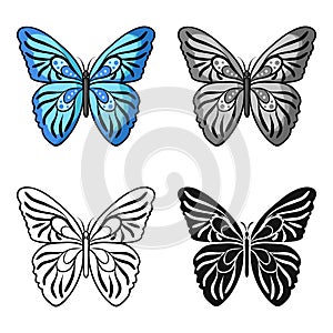 Butterfly icon in cartoon style isolated on white background. Insects symbol stock vector illustration.