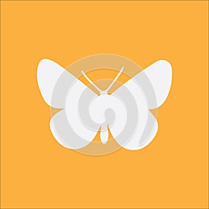 Butterfly icon on orange background