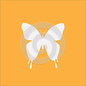 Butterfly icon on orange background