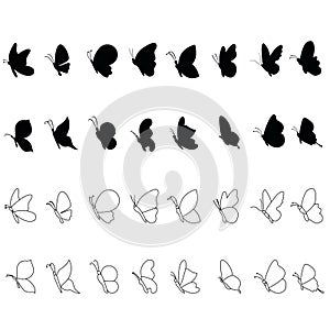 Butterfly icon vector set. Moth illustration sign collection. Insect symbol or logo.
