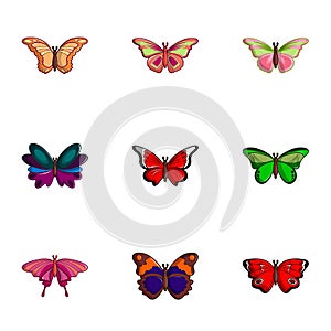 Butterfly icons set, flat style
