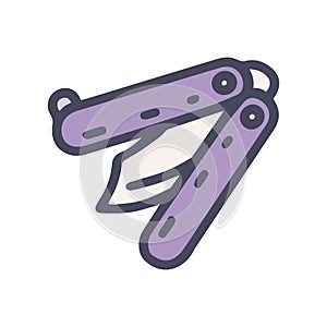 butterfly knife color vector doodle simple icon