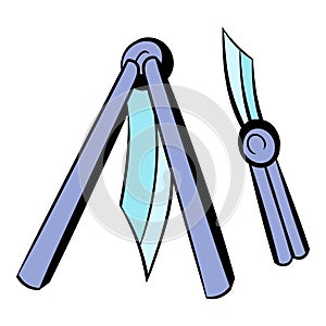 Butterfly knife icon, icon cartoon