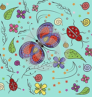 Butterfly and lady bug Pattern