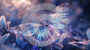 Butterfly with light base and foam, rendered in cinema4d style, dreamy and Romantic, Ray Tracing photo