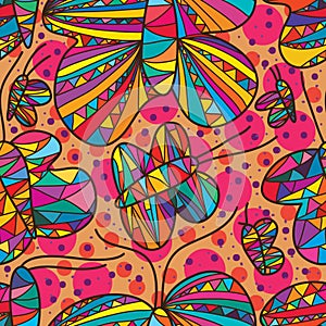 Butterfly line drawing free seamless pattern
