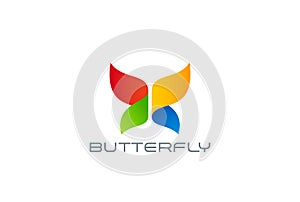 Butterfly Logo design abstract vector template. Colorful Entertainment logotype concept icon