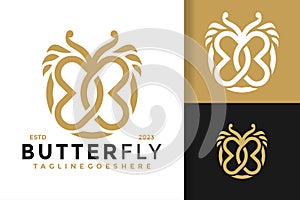 Butterfly logo design vector symbol icon illustration