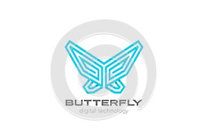 Butterfly Logo design vector template Linear style