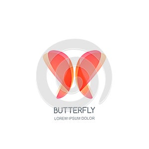 Butterfly logo emblem design template. Vector beauty icon. Spa salon, cosmetics brand, jewelry or accessories concept