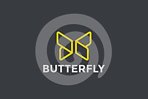 Butterfly Logo geometric design Linear icon.