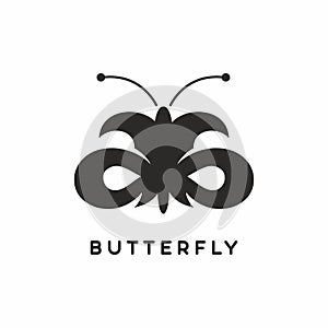 Butterfly logo type icon vector black