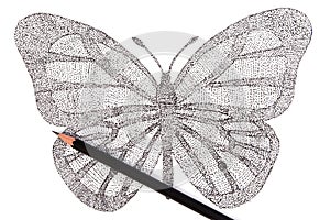 Motýľ vyrobený vzor z bodky 