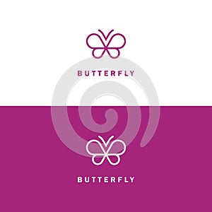 Butterfly mono line vector logo.