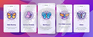 Butterfly Onboarding Icons Set Vector