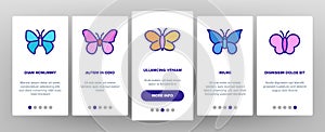 Butterfly Onboarding Icons Set Vector