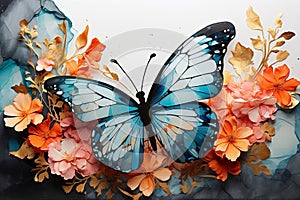 Butterfly painted in watercolor