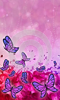 Butterfly patterned beautiful abstract mobile phone wallpaper. photo