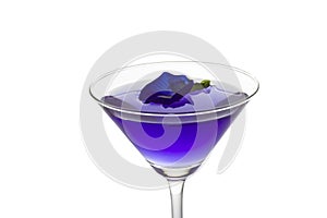 Butterfly pea flower juice in cocktail glass