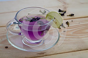 Butterfly pea flower tea with lemon