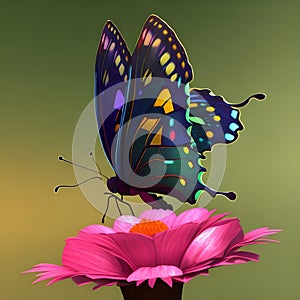 a butterfly on a pink flower with a butterfly on it photo