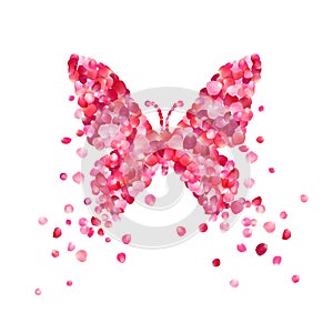 Butterfly of pink rose petals