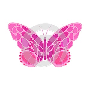 Butterfly pink. Vector icon logo illustration