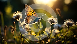 Butterfly pollination brings vibrant colors to nature generated by AI