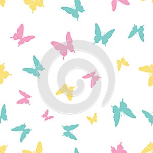 Butterfly repeat pattern background, seamless colorful spring pattern