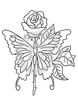 butterfly and rose antistress coloring book for adults and kids