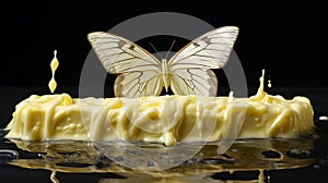 Butterfly\'s Delicate Predicament: Caught in a Pool of Molten Butter