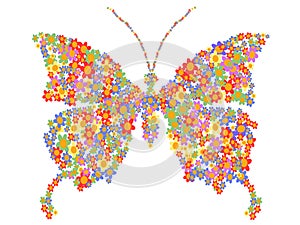 Butterfly shape with flowers