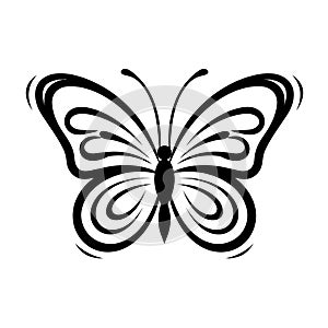 Butterfly silhouette in black color. Vector template for tattoo or laser cutting