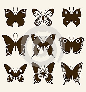 Butterfly silhouette set