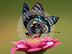a butterfly sits on a flower with a butterfly on it photo
