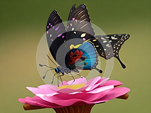 a butterfly sits on a flower with a butterfly on it photo