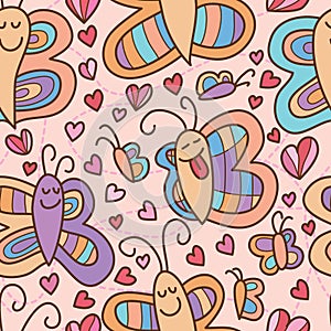 Butterfly smile pair seamless pattern