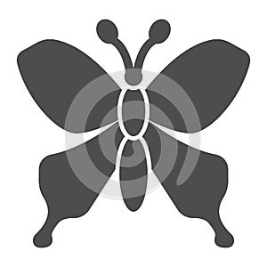 Butterfly solid icon, Insects concept, beautiful flying insect sign on white background, Butterfly silhouette icon in