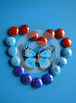 Butterfly in stones heart decorative