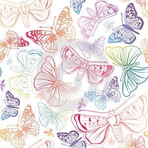 Butterfly summer seamless pattern. Watercolor spirit background.