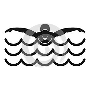 Butterfly swimmer icon, simple style