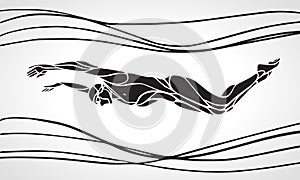 Butterfly Swimmer Silhouette. Sport swimming photo