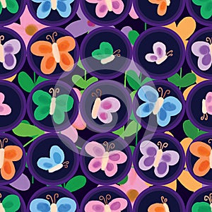 Butterfly symmetry style seamless pattern