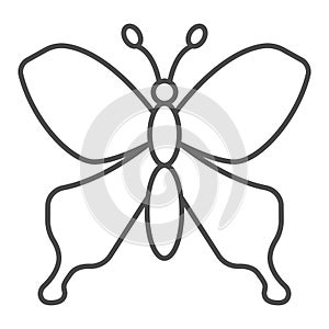 Butterfly thin line icon, Insects concept, beautiful flying insect sign on white background, Butterfly silhouette icon