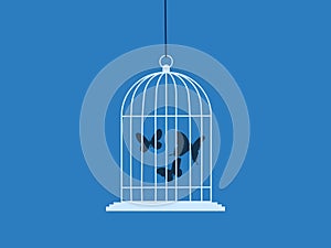 butterfly is trapped in a cage. The concept of lack of freedom and imprisonment. vector
