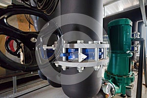 Butterfly valve at the connection hdpe pipe and pp-r pipe. Manual valve, selective focus